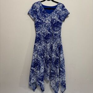 Ronni Nicole Asymmetrical Blue and White Dress